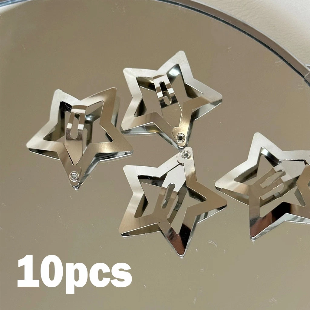 Y2K Silver Star Hairclips Star Girl Aesthetic Hair Clips